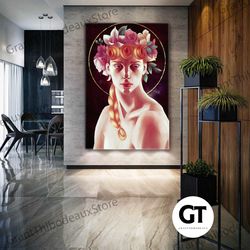 hellenistic wall art, rose crown canvas art, modern wall decor, roll up canvas, stretched canvas art, framed wall art pa