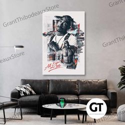 hip hop wall art, tupac shakur poster, 2pac wall art, gift for him, roll up canvas, stretched canvas art, framed wall ar