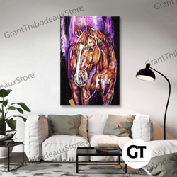 horse drawing wall art, animal wall decor, roll up canvas, stretched canvas art, framed wall art painting