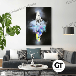 horse wall art, colorful canvas art, animal wall art decor, roll up canvas, stretched canvas art, framed wall art painti