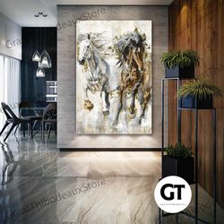 horse wall art, living room wall decor, animal wall art decor, roll up canvas, stretched canvas art, framed wall art pai