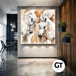 horses canvas art, anima wall art, living room wall decor, roll up canvas, stretched canvas art, framed wall art paintin