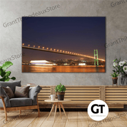 istanbul night bosphorus bridge light landscape roll up canvas, stretched canvas art, framed wall art painting