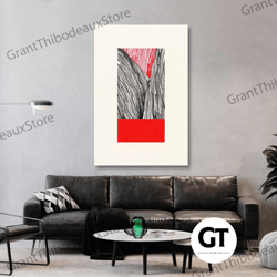 japanese style wall art, red striped canvas art, minimal wall art decor, roll up canvas, stretched canvas art, framed wa