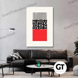 japanese style wall art, red pattern canvas art, minimal wall decor, roll up canvas, stretched canvas art, framed wall a