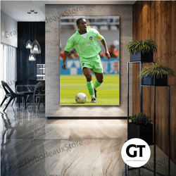 jay jay okocha canvas art, football wall decor, sport canvas art, roll up canvas, stretched canvas art, framed wall art