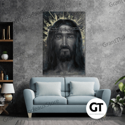jesus christ wall art, christian wall art decor, roll up canvas, stretched canvas art, framed wall art painting