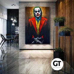 joker wall decor, gotham canvas art, movie poster wall decor, roll up canvas, stretched canvas art, framed wall art pain