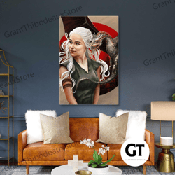 khaleesi wall art, dragon canvas art, tv series wall decor, roll up canvas, stretched canvas art, framed wall art painti