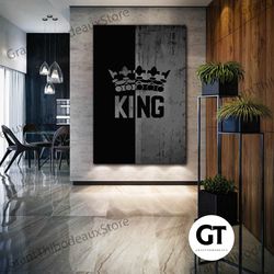 king wall art, crown wall decor, king power canvas wall art, roll up canvas, stretched canvas art, framed wall art paint