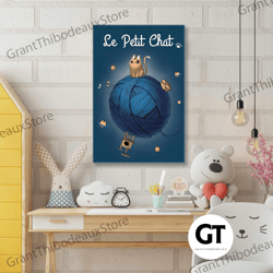le petit cat, cute cat wall art, the little prince movie poster, roll up canvas, stretched canvas art, framed wall art p