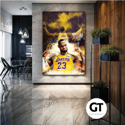 lebron james wall art, basketball canvas art, nba wall decor, roll up canvas, stretched canvas art, framed wall art pain