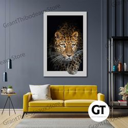 leopard wall art, animal wall decor, modern wall art decor, roll up canvas, stretched canvas art, framed wall art painti