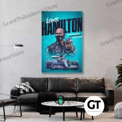lewis hemilton wall art, f1 wall art decor, driver canvas wall art, roll up canvas, stretched canvas art, framed wall ar