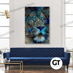 lion wall art, abstract canvas art, animal wall art decor, roll up canvas, stretched canvas art, framed wall art paintin