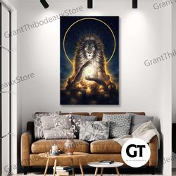 lion wall art, astrological canvas art, animal canvas wall art, roll up canvas, stretched canvas art, framed wall art pa