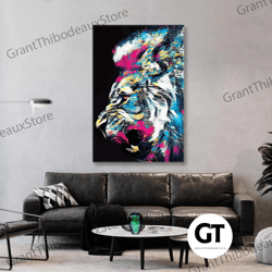lion wall art, graffiti canvas wall art, animal wall art decor, roll up canvas, stretched canvas art, framed wall art pa