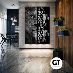 lion wall art, motivational wall decor, animal canvas art, roll up canvas, stretched canvas art, framed wall art paintin