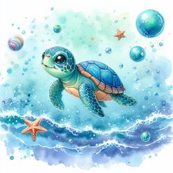 sea turtle splash pdf instant download cross stitch pattern cross stitch turtle decor turtle lover gift embroidery funny