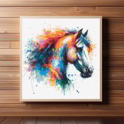 cross stitch pattern: colors of the wind pdf instant download horse cross stitch animal decor modern wall art embroidery