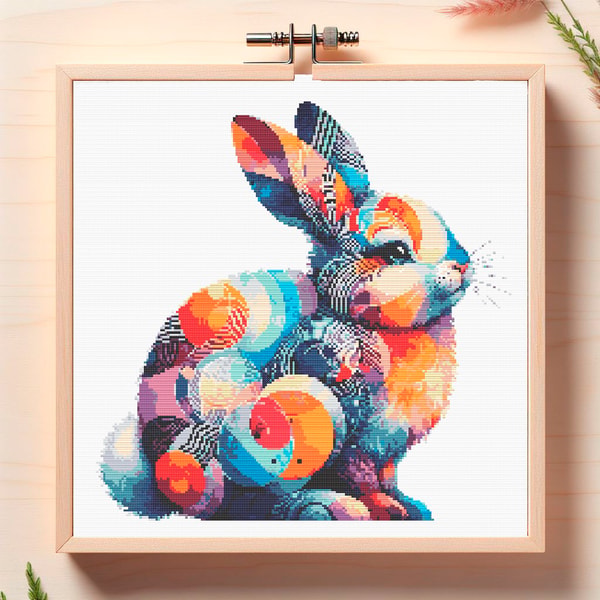 Patchwork Bunny Rabbit Pattern Patchwork Rabbit Cross Stitch Pattern PDF Instant Download B | Inspire ...