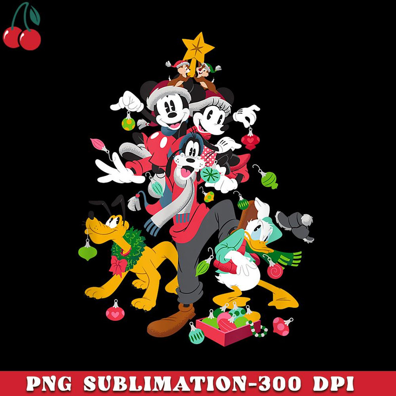 CR151223101-Disney Mickey Minnie Goofy Pluto Chip Dale Christmas Tree PNG Download.jpg