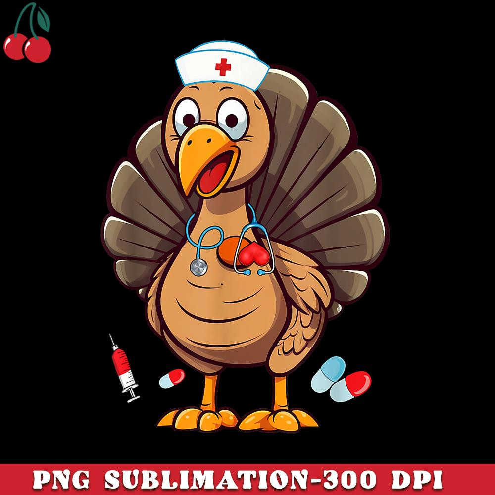 CR151223398-Turkey Nurse Stethoscope Thanksgiving Fall Scrub Top PNG Download.jpg