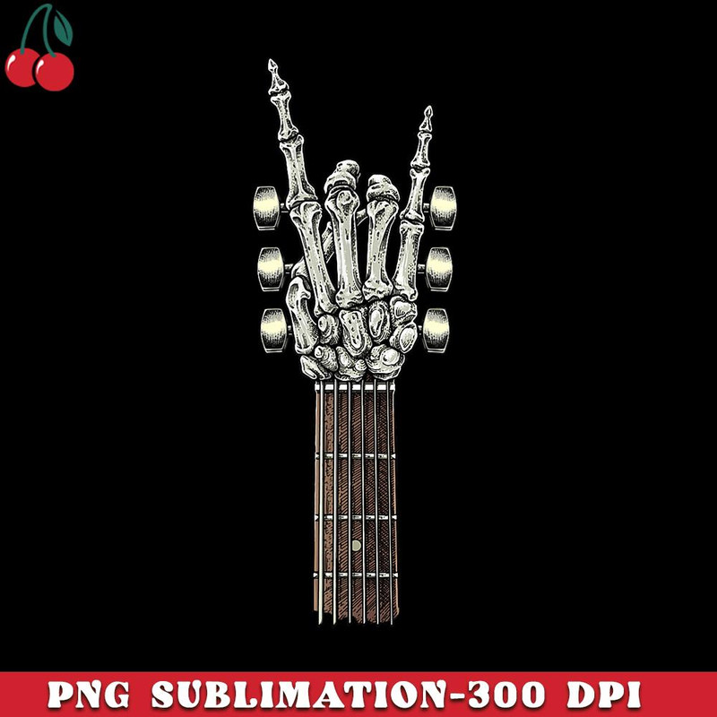 CR151223332-Rock On Guitar Neck With A Sweet Rock Roll Skeleton Hand PNG Download.jpg