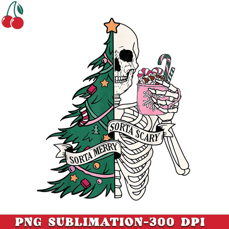 CR151223155-Funny Christmas Sorta Merry Sorta Scary Skeleton Xmas Tree PNG Download.jpg