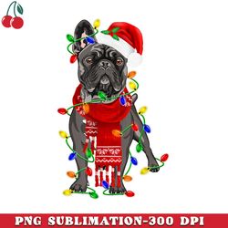 funny french bulldog dog tree christmas lights xmas pajama png download