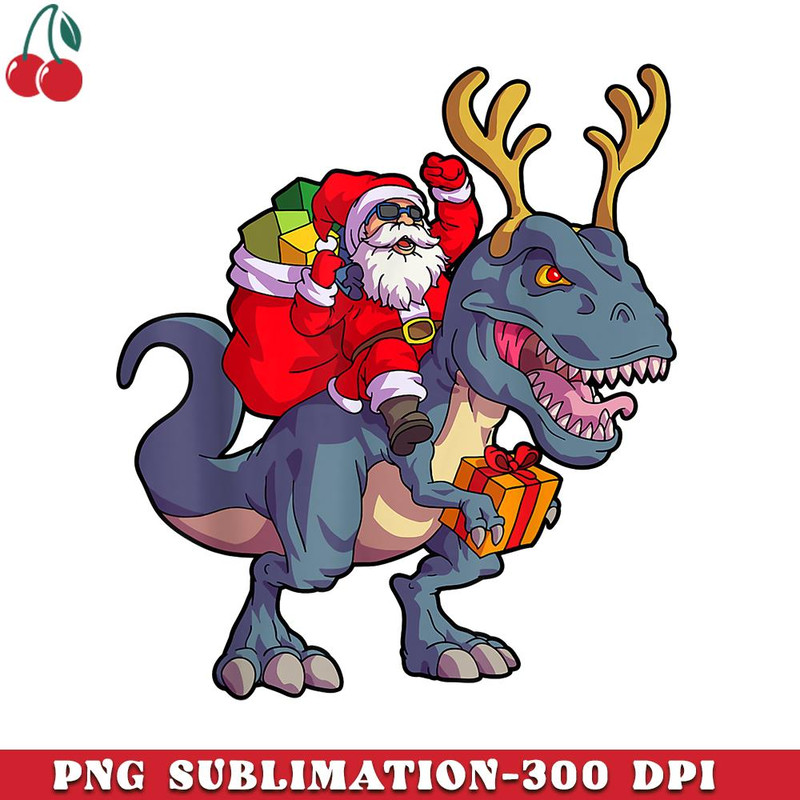 CR15122357-Christmas Santa Riding Dinosaur Deer Xmas PNG Download.jpg