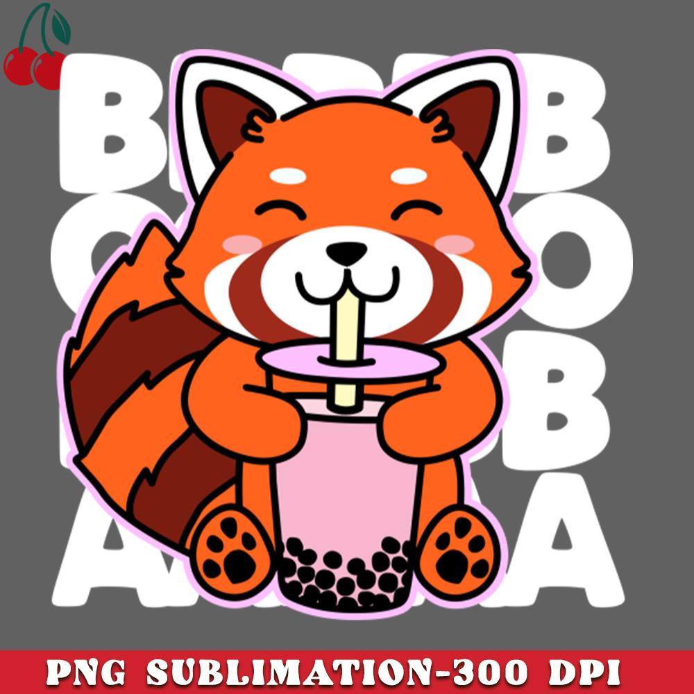 CL261223279-Kawaii Boba Cute Anime Red Panda Kawaii Bubble Tea Drink PNG Download.jpg