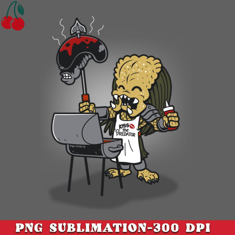 CL261223719-Kiss the Chef Cute Alien Versus Predator Grilling BBQ Summer Outdoor PNG Download.jpg