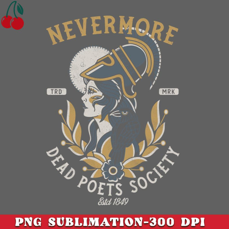 CL2612234557-Nevermore Dead Poets Society Vintage Distressed Traditional Tattoo PNG Download.jpg