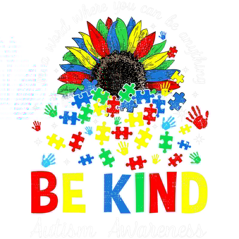 Autism Sunflower Puzzle Be Kind Autism Awareness Kindness Mom Kids Neurodiverse.png