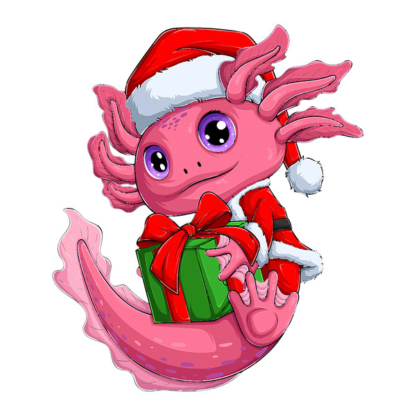 Axolotl Lover Christmas Axolotl Santa Hat Japanese Cute Anime Xmas Boys Axolotls.png