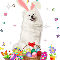 Dog Samoyed Cute Samoyed Easter Day Bunny Eggs Easter Costume Womens