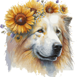 Dog Samoyed Cute Samoyed Sunflower Dog Breed Pet Puppy