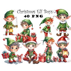 christmas elf boys clipart png watercolor christmas elves boys graphics digital downland bundle christmas elf clipart