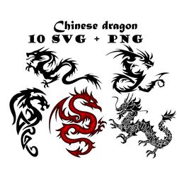 Chinese Dragon SVG PNG Chinese New Year Graphics Lunar New Year Vector Clipart Asian Dragon Clipart DIY Crafts Printable