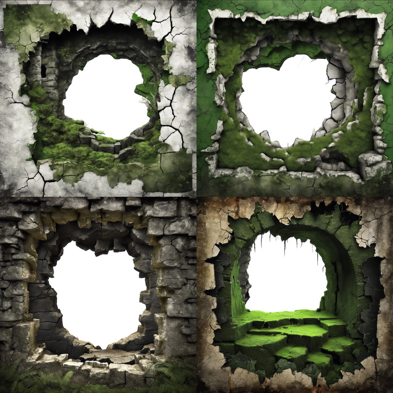 Breakthrough Wall Crack 3D Effect Border Frame Rock Cave Entrance Hole 3D Woodland Overlays Wildern 9