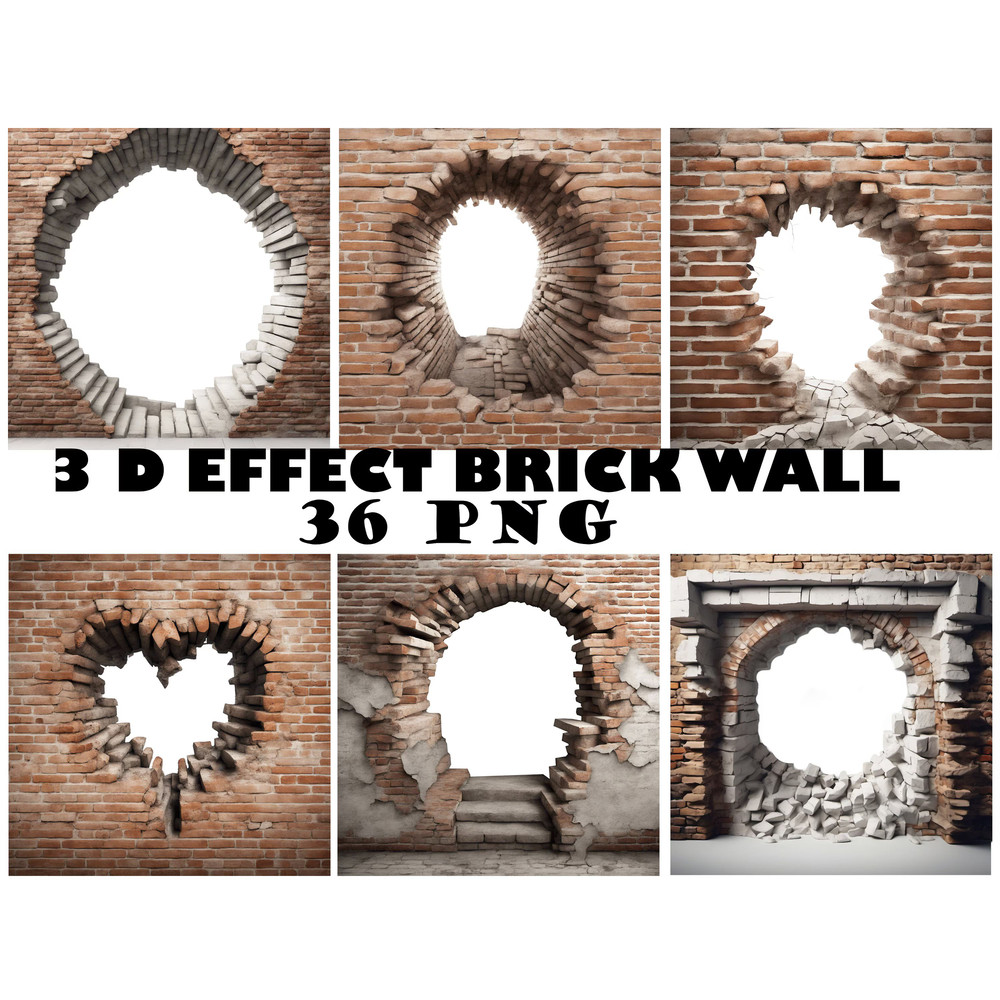 Cracked Brick Wall 3D Entrance Effect Border Frame PNG Clipart Old Castle 3d Effect Bricks Overlay 0