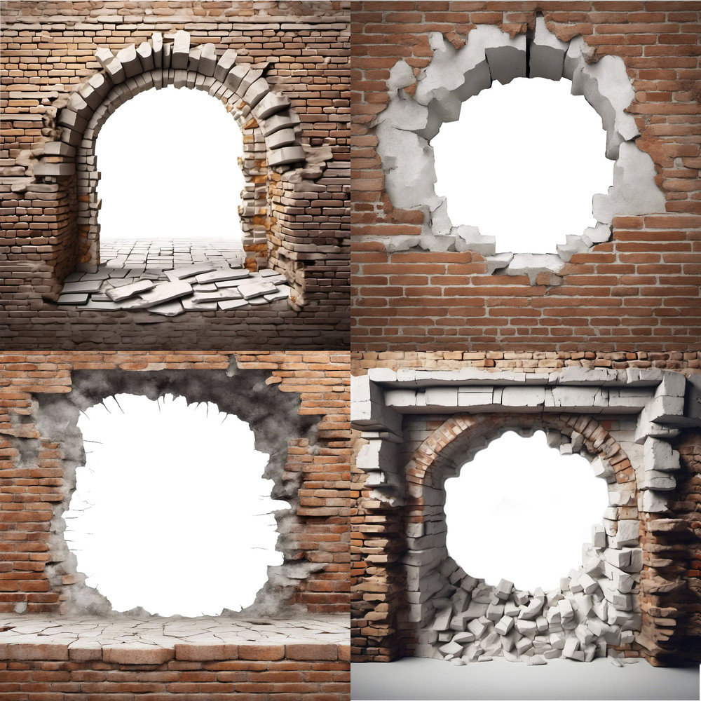 Cracked Brick Wall 3D Entrance Effect Border Frame PNG Clipart Old Castle 3d Effect Bricks Overlay 1