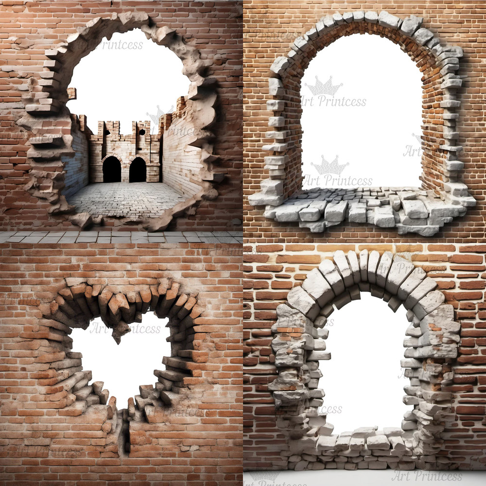 Cracked Brick Wall 3D Entrance Effect Border Frame PNG Clipart Old Castle 3d Effect Bricks Overlay 2