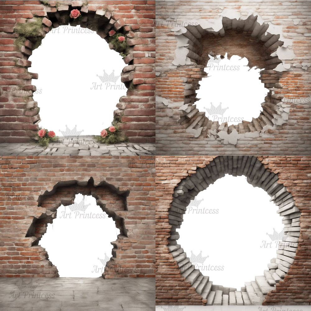 Cracked Brick Wall 3D Entrance Effect Border Frame PNG Clipart Old Castle 3d Effect Bricks Overlay 6