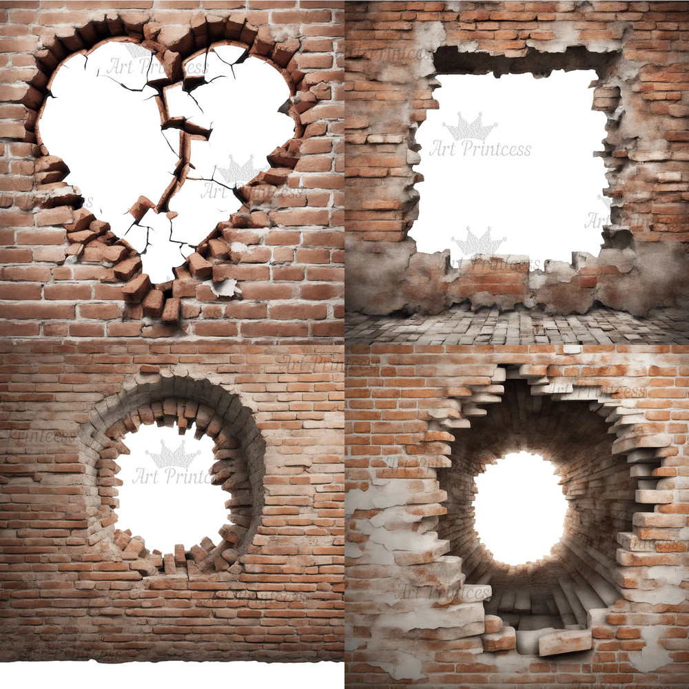 Cracked Brick Wall 3D Entrance Effect Border Frame PNG Clipart Old Castle 3d Effect Bricks Overlay 7