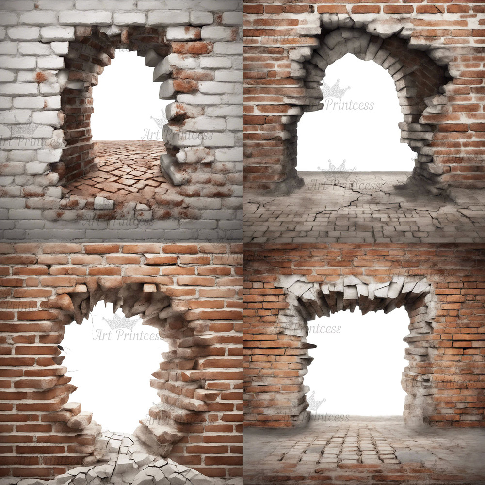 Cracked Brick Wall 3D Entrance Effect Border Frame PNG Clipart Old Castle 3d Effect Bricks Overlay 9