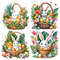 Tropical Easter Basket Watercolor Clipart PNG Tropical Easter Eggs Graphics Digital Download Bundle 1