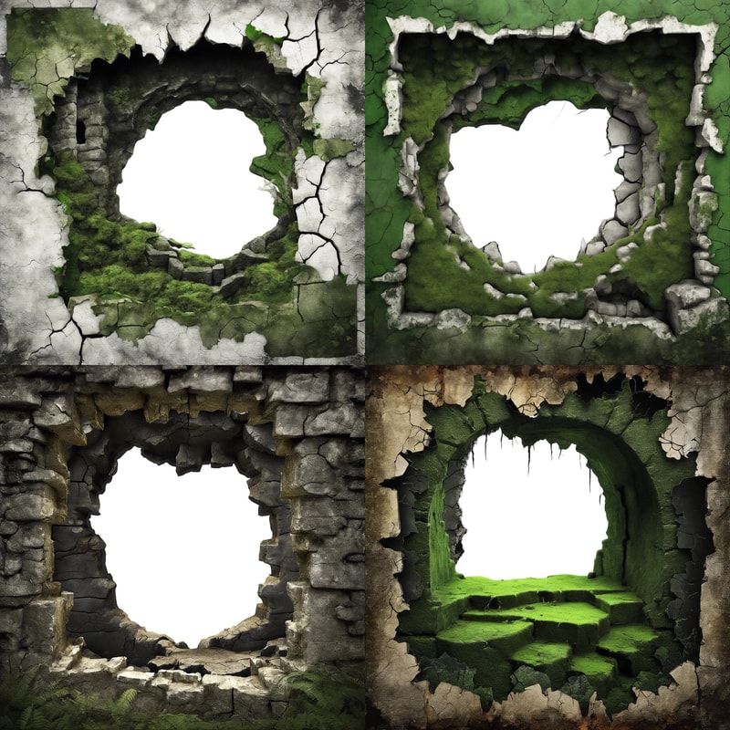 Breakthrough Wall Crack 3D Effect Border Frame Rock Cave Entrance Hole 3D Woodland Overlays Wild Fo 10