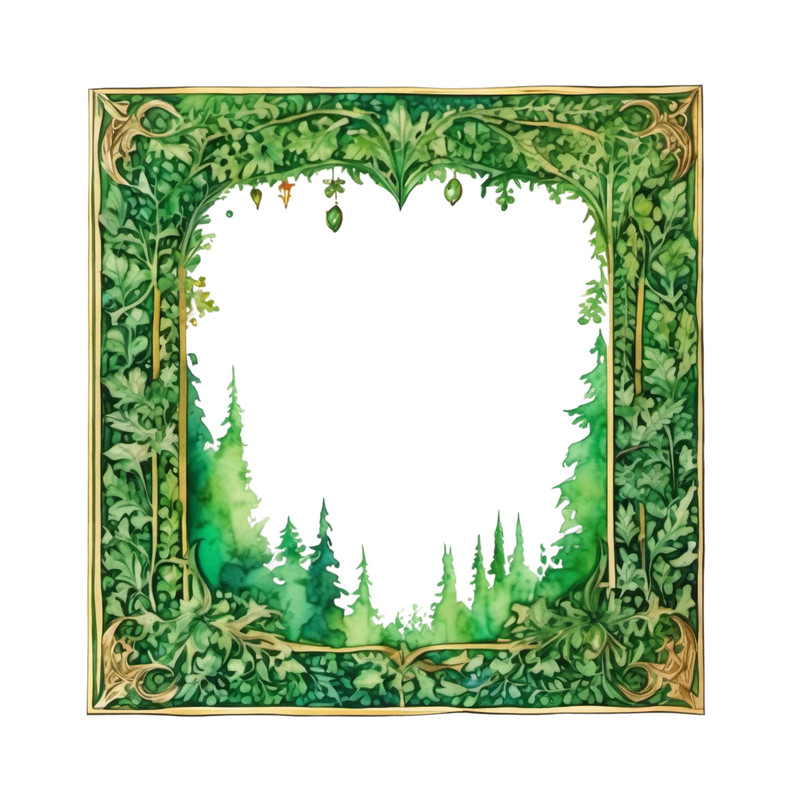 Watercolor Forest Frame Clipart Digital Paper Crafts Frame Border Clipart Card Making Clipart Invit 1